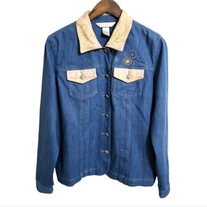Vintage Napa Valley Blue Denim Button Front Shirt Jacket Shacket Tapestry Medium